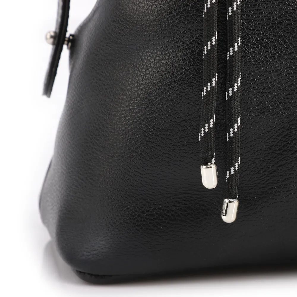 Bolsa Tote Grande Couro Preta Compartimentos - imagem 8