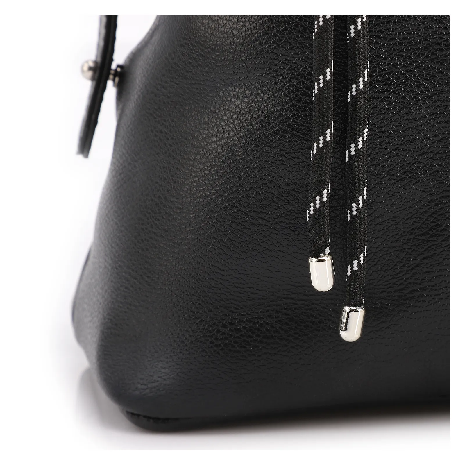Bolsa Tote Grande Couro Preta Compartimentos