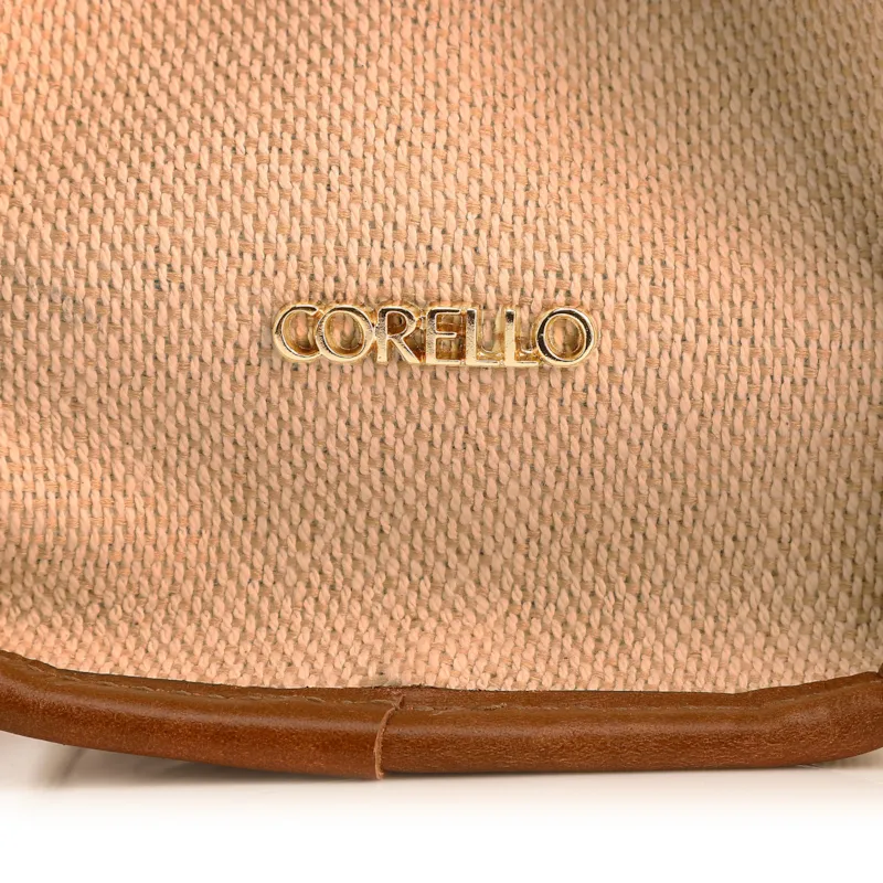 Bolsa Tote Grande Linho Bege Couro Marrom Claro Fivela Dourada - foto 5