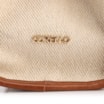 Bolsa Tote Grande Linho Bege Couro Marrom Claro Fivela Dourada - imagem 6