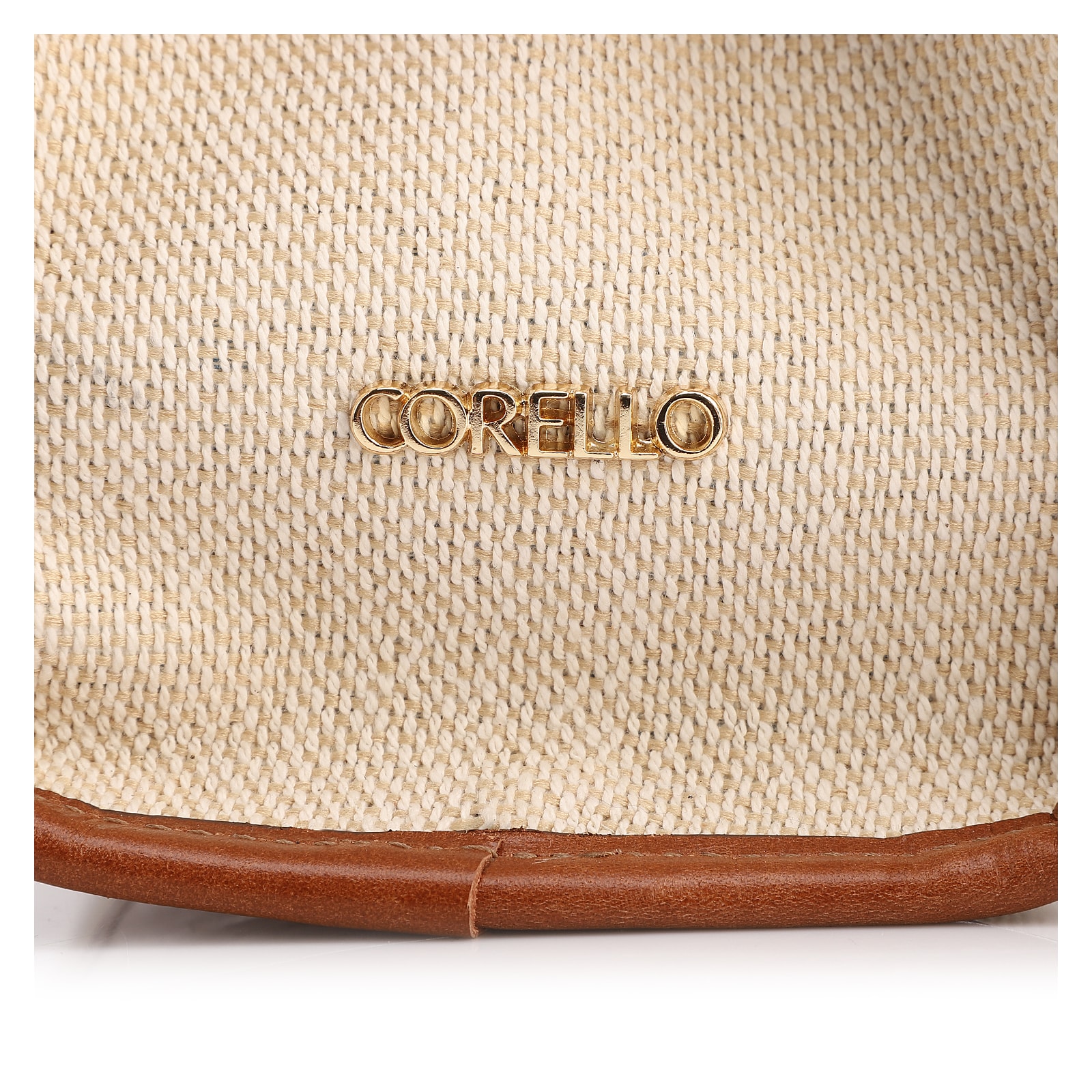 Bolsa Tote Grande Linho Bege Couro Marrom Claro Fivela Dourada