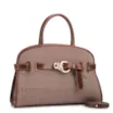 Bolsa Tote Grande Linho/Couro Marrom Fivela Dourada - imagem 3
