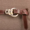 Bolsa Tote Grande Linho/Couro Marrom Fivela Dourada - imagem 6