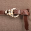 Bolsa Tote Grande Linho/Couro Marrom Fivela Dourada - imagem 5