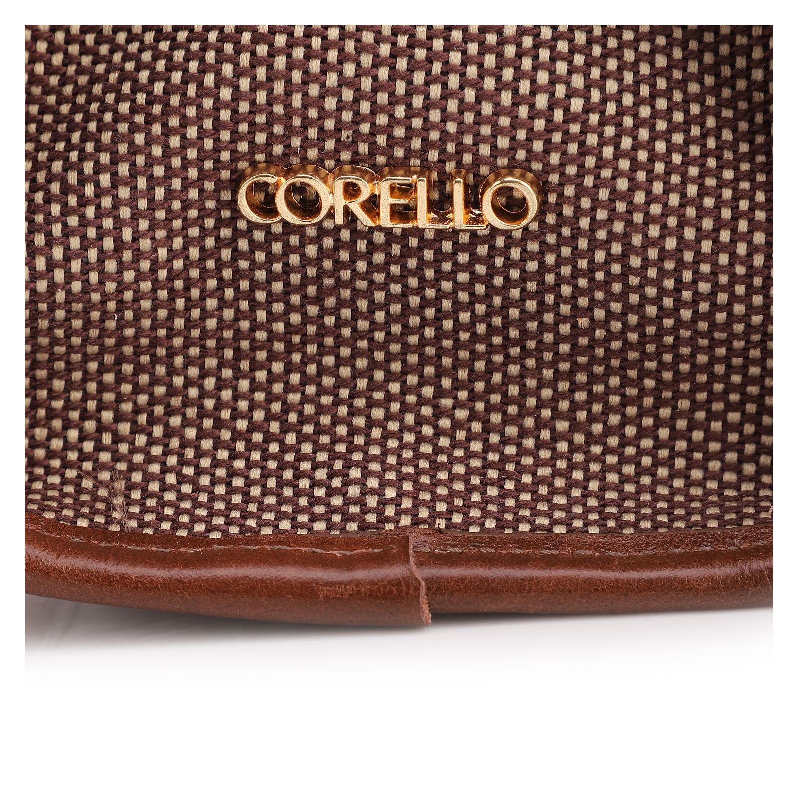 Bolsa Tote Grande Linho/Couro Marrom Fivela Dourada