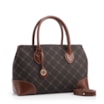 Bolsa Tote Grande Marrom Alt/Couro Monograma Pingente Dourado - imagem 2