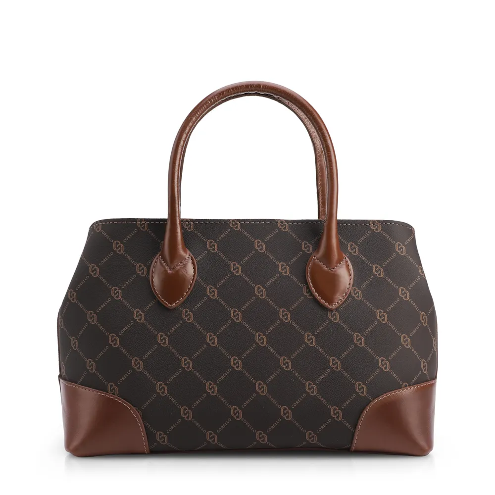 Bolsa Tote Grande Marrom Alt/Couro Monograma Pingente Dourado - imagem 3