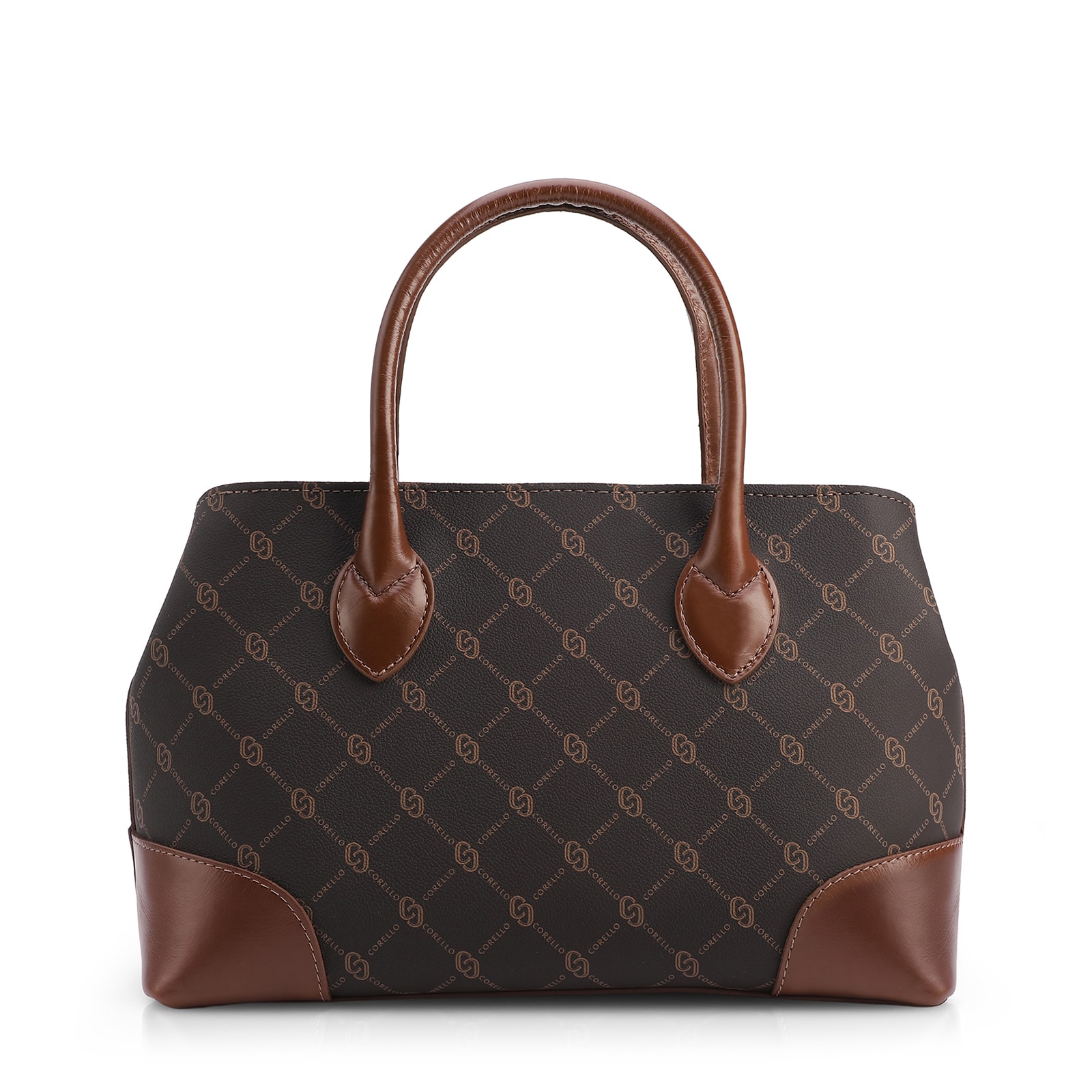 Bolsa Tote Grande Marrom Alt/Couro Monograma Pingente Dourado