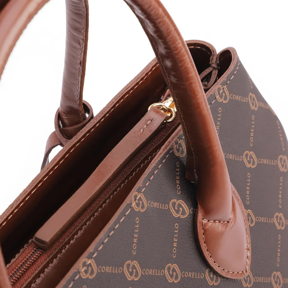 Bolsa Tote Grande Marrom Alt/Couro Monograma Pingente Dourado - imagem 5