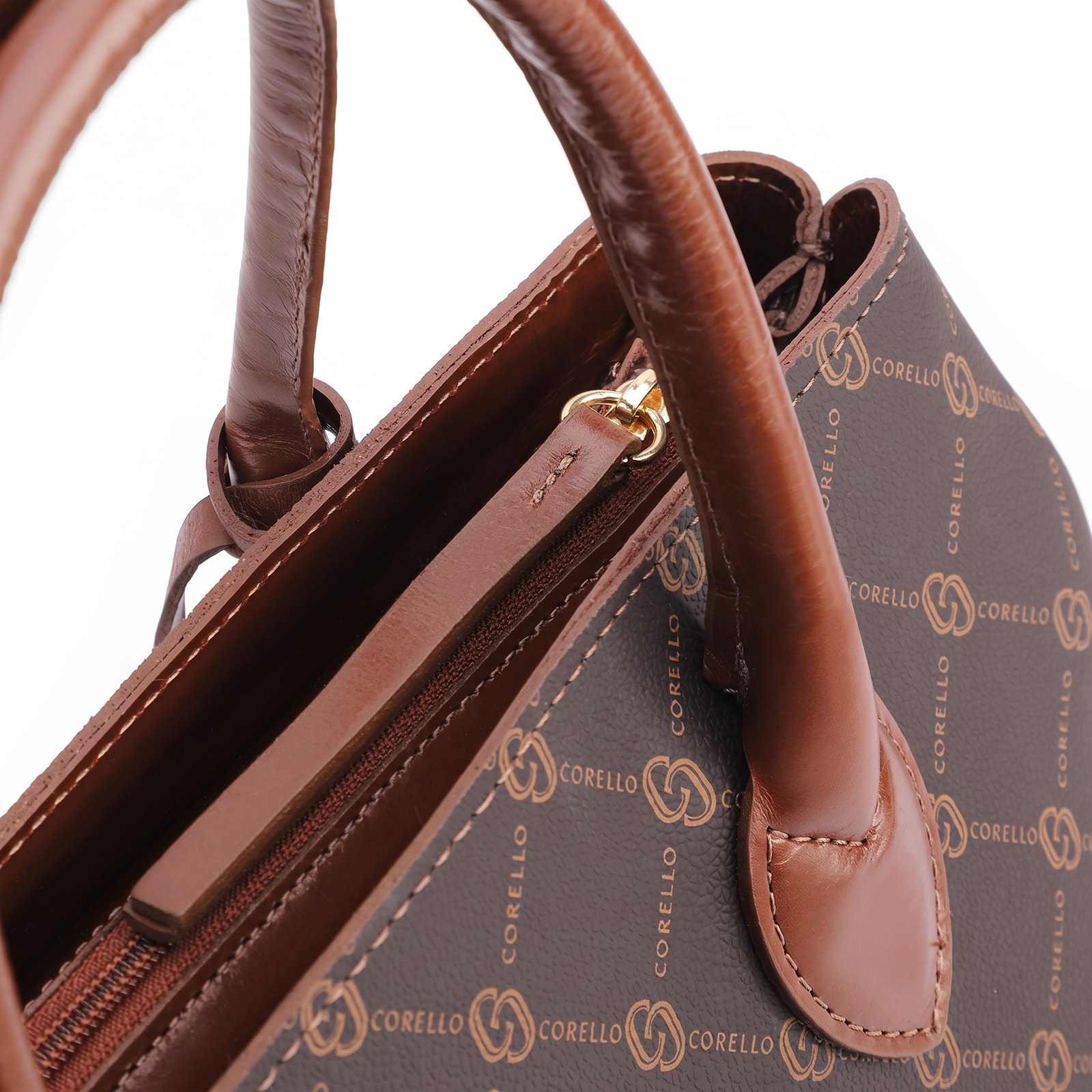Bolsa Tote Grande Marrom Alt/Couro Monograma Pingente Dourado