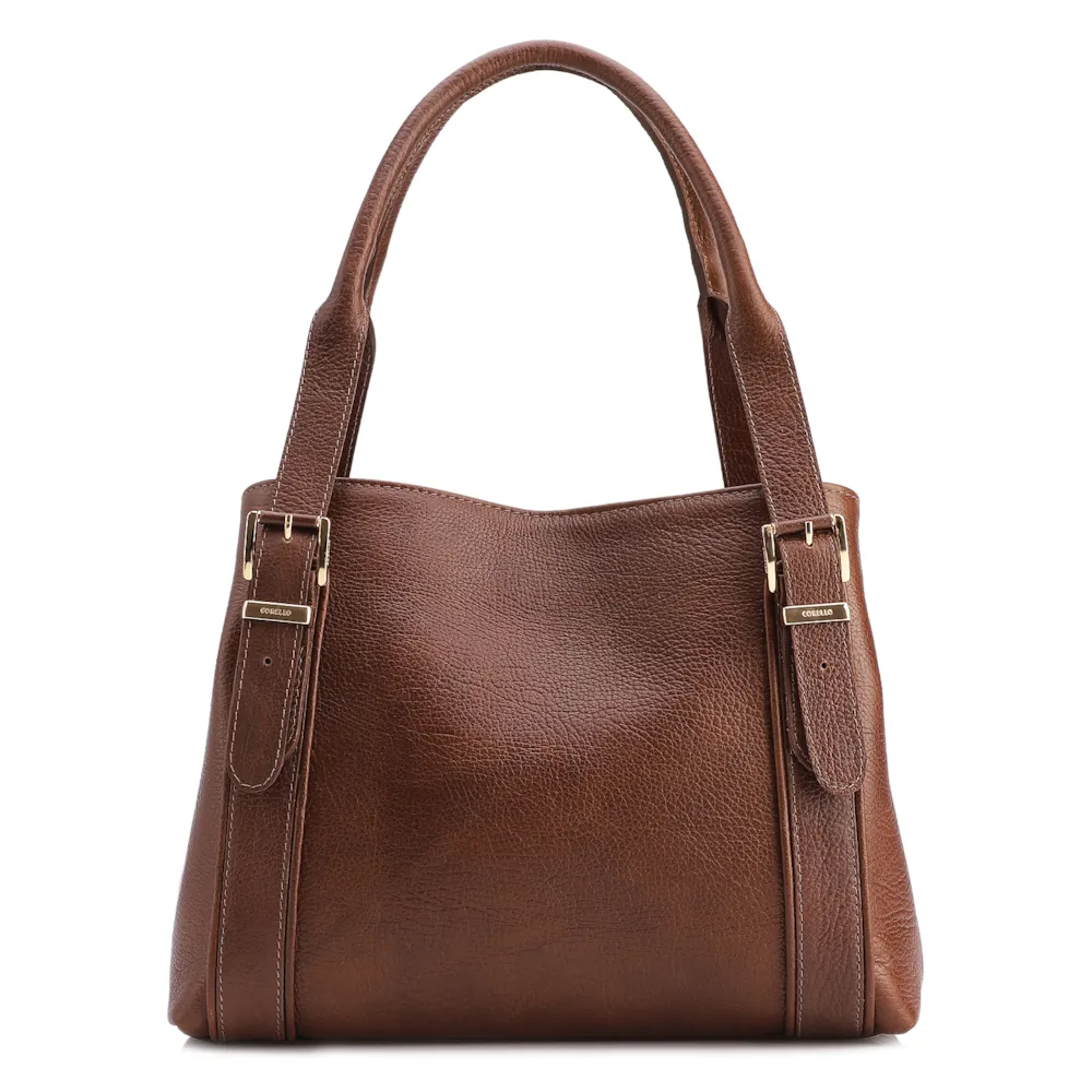 Bolsa Tote Grande Marrom Couro Antique Alça Fivela