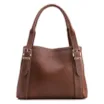 Bolsa Tote Grande Marrom Couro Antique Alça Fivela - imagem 1