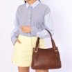 Bolsa Tote Grande Marrom Couro Antique Alça Fivela - imagem 2