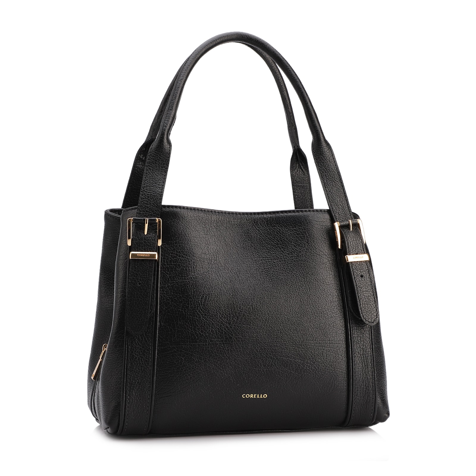 Bolsa Tote Grande Preta Couro Antique Alça Fivela