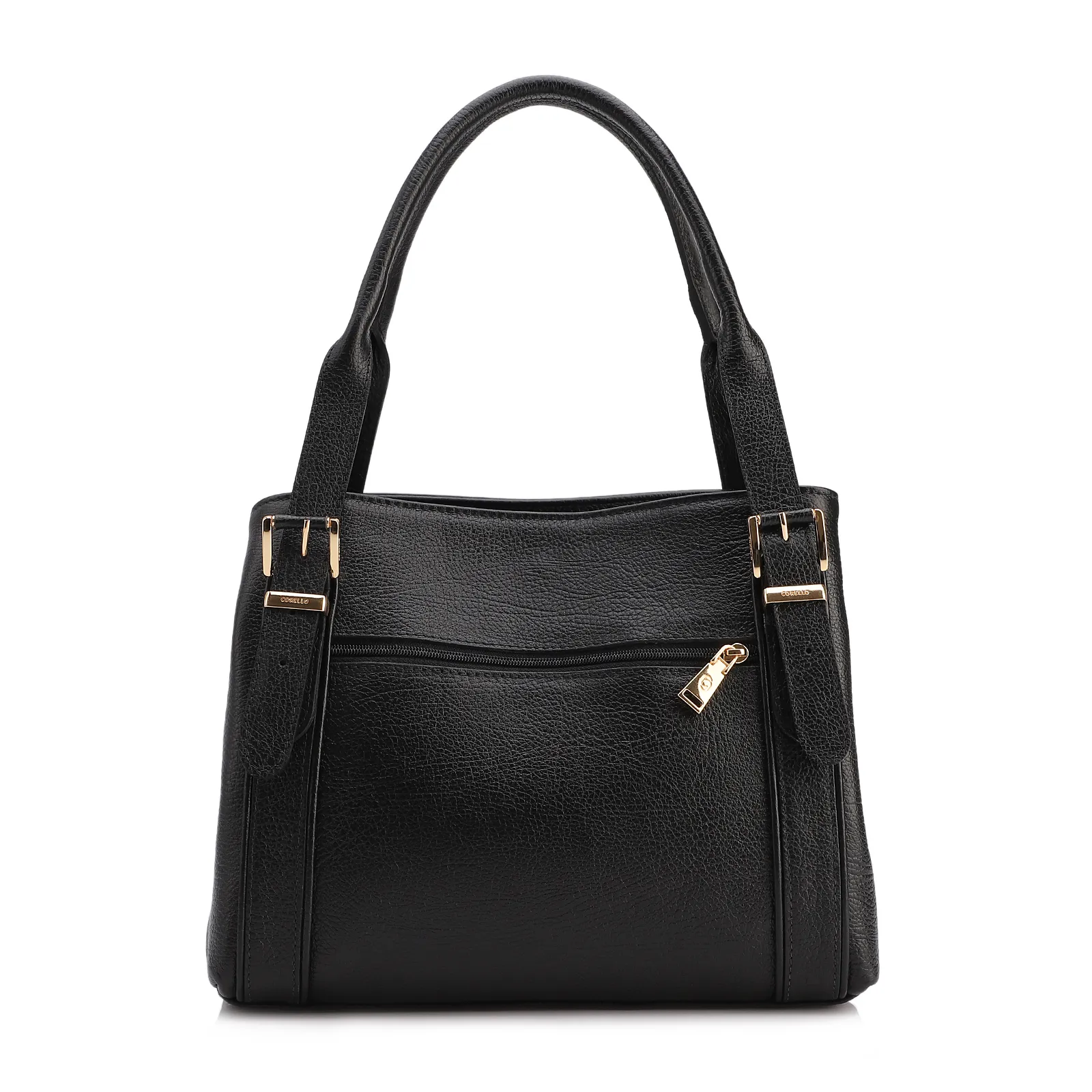 Bolsa Tote Grande Preta Couro Antique Alça Fivela