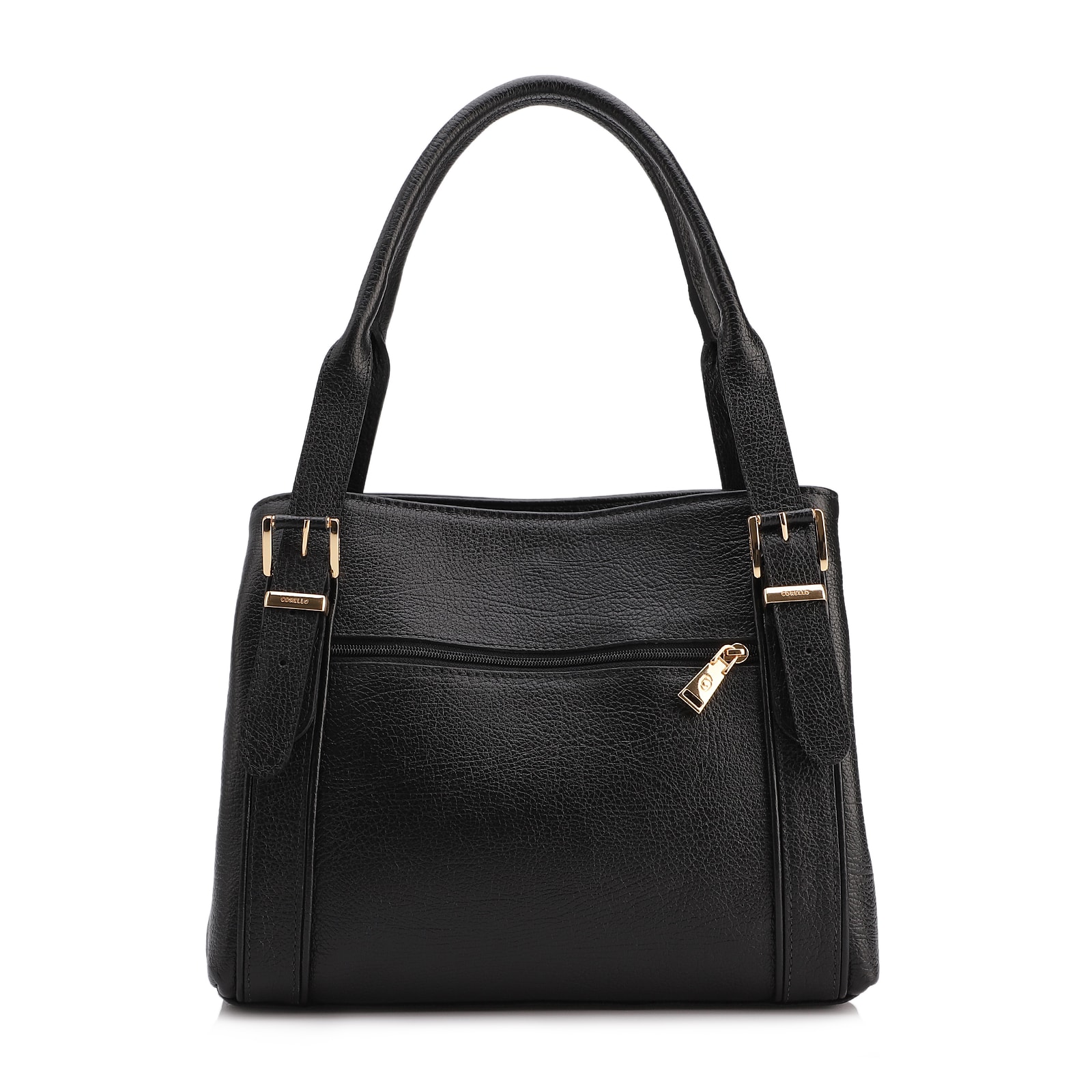 Bolsa Tote Grande Preta Couro Antique Alça Fivela