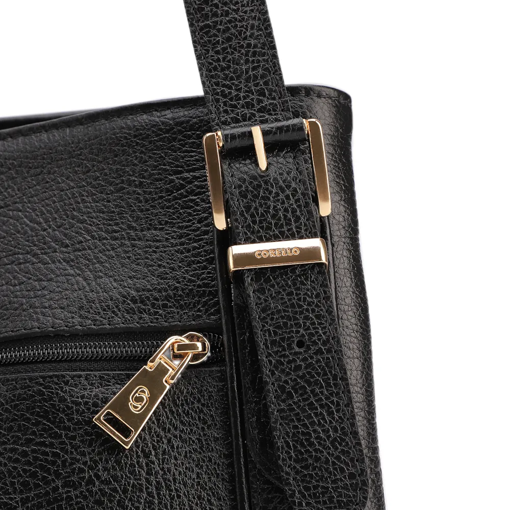 Bolsa Tote Grande Preta Couro Antique Alça Fivela - imagem 7