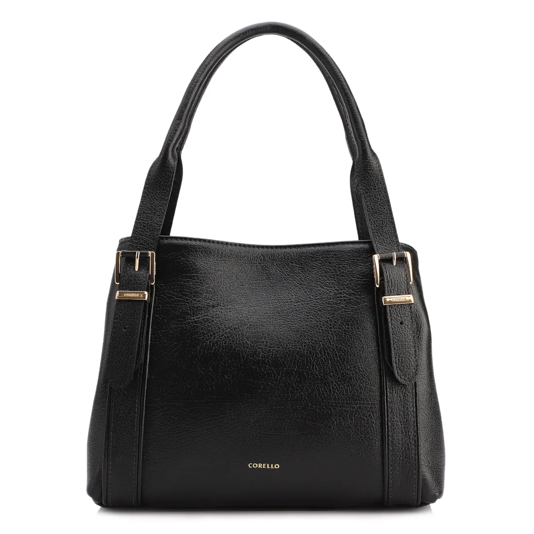 Bolsa Tote Grande Preta Couro Antique Alça Fivela