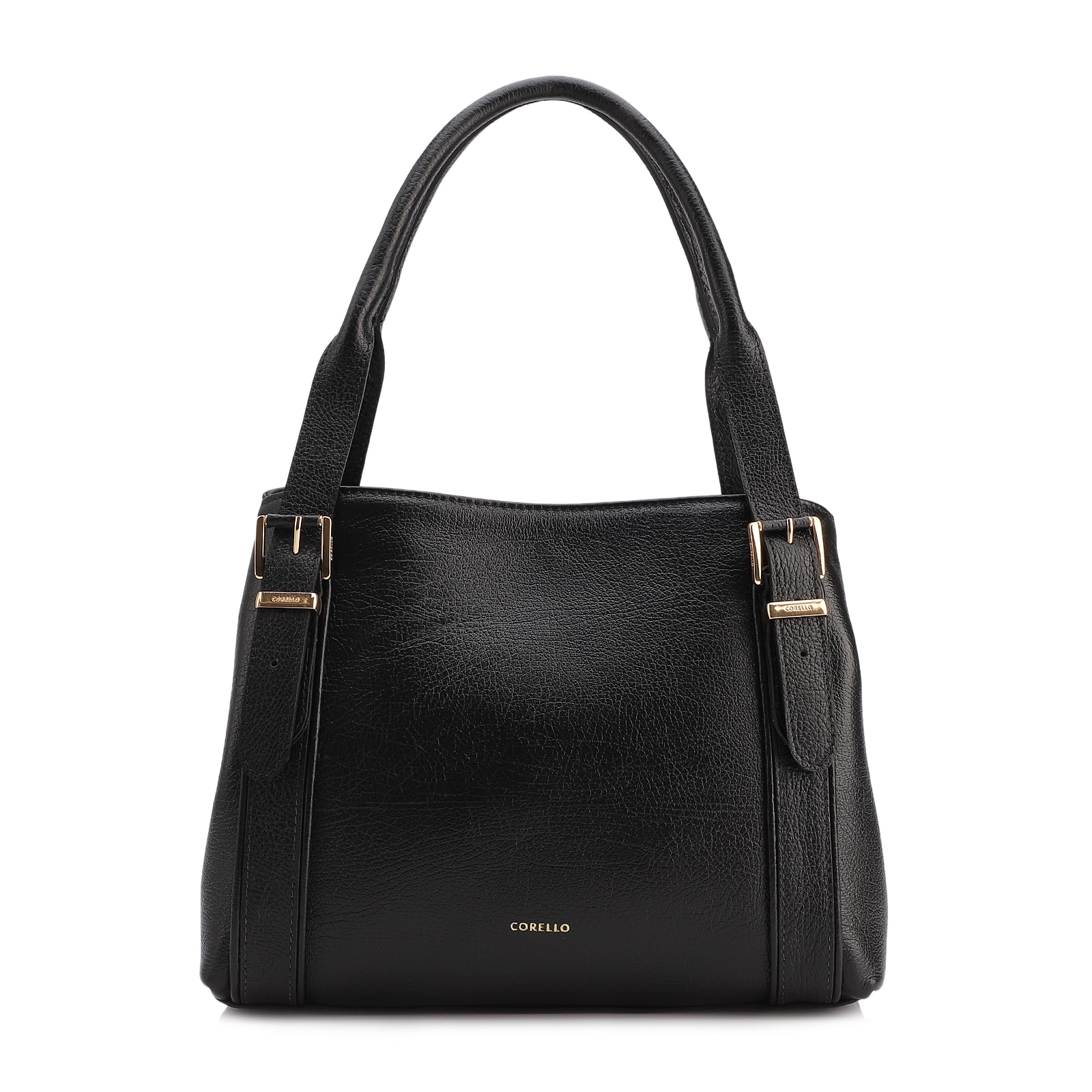 Bolsa Tote Grande Preta Couro Antique Alça Fivela