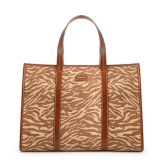 Grande Tecido/Couro Marrom Claro Animal print