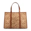  Bolsa Tote Grande Tecido/Couro Marrom Claro Animal Print - imagem 3
