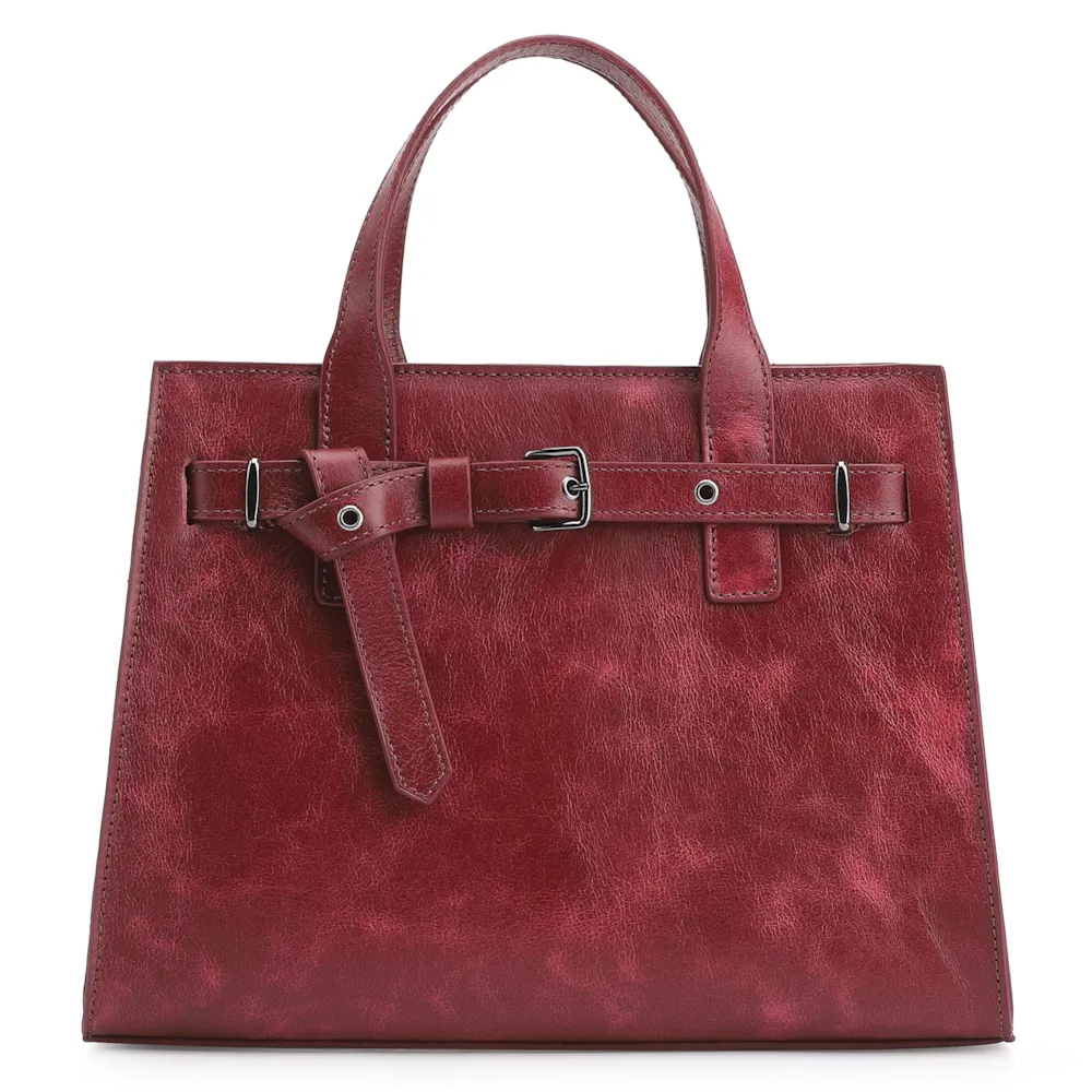 Bolsa Tote Ilhós Couro Estonado Vermelho