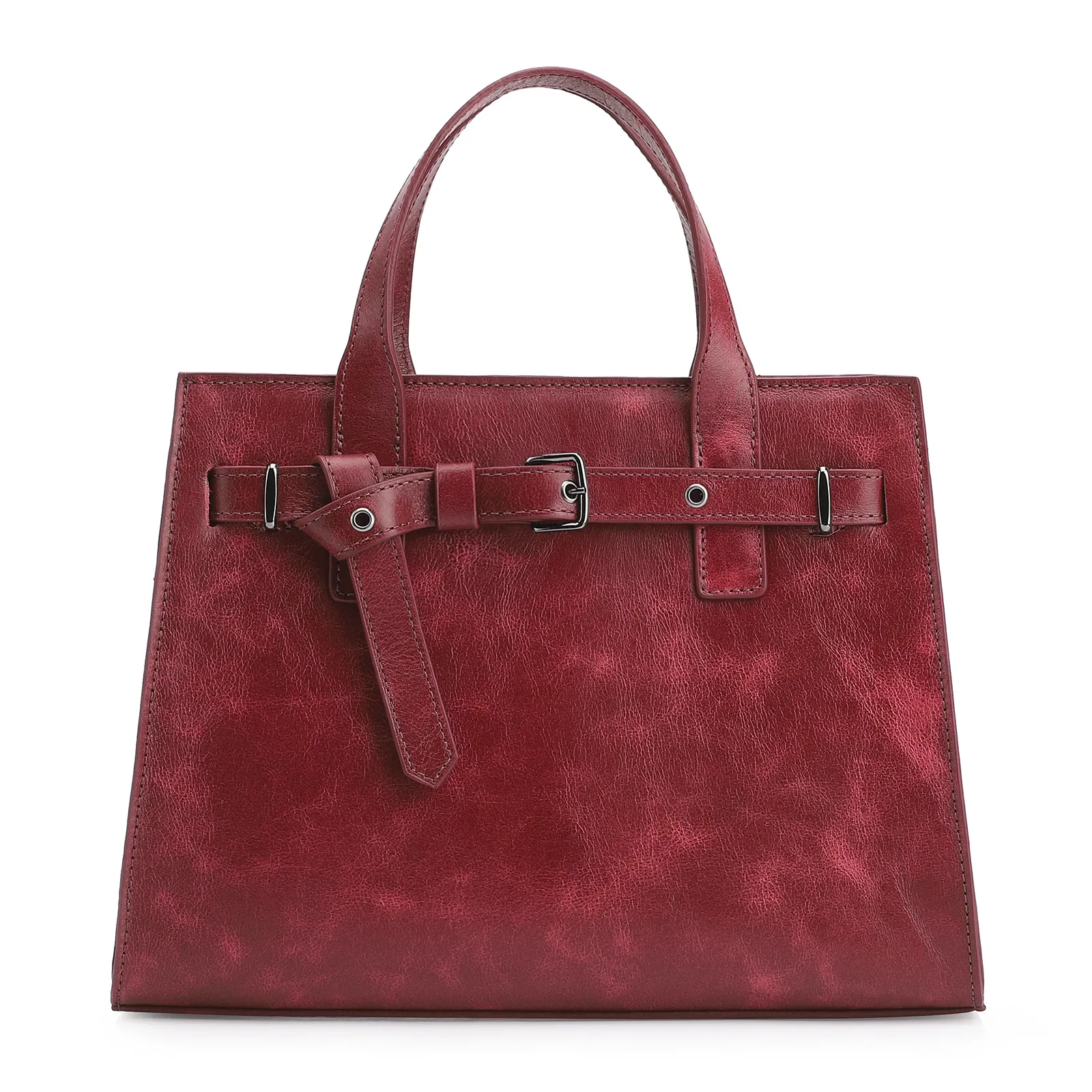 Bolsa Tote Ilhós Couro Estonado Vermelho