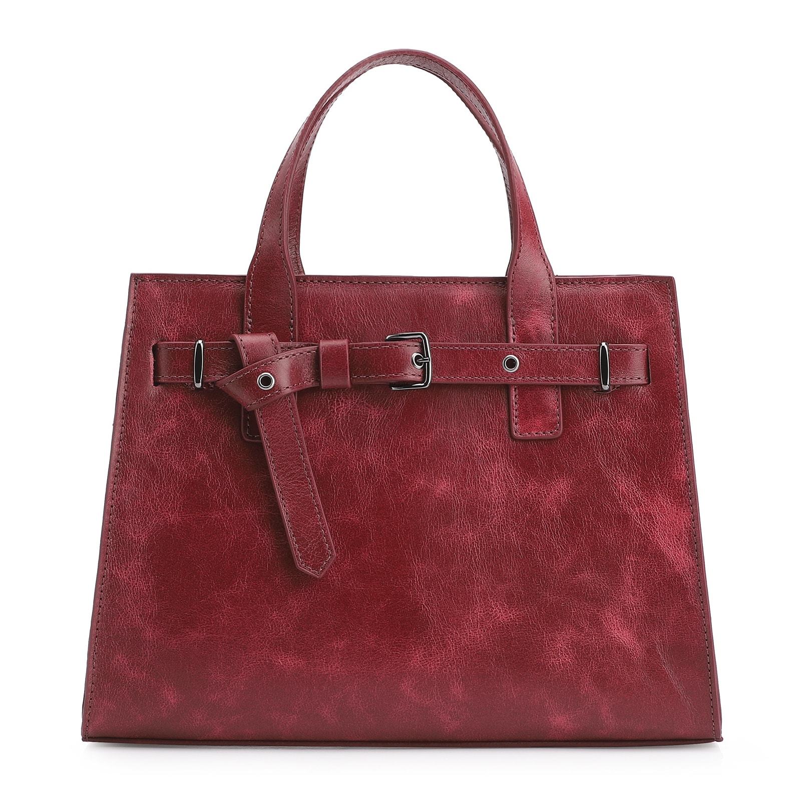 Bolsa Tote Ilhós Couro Estonado Vermelho
