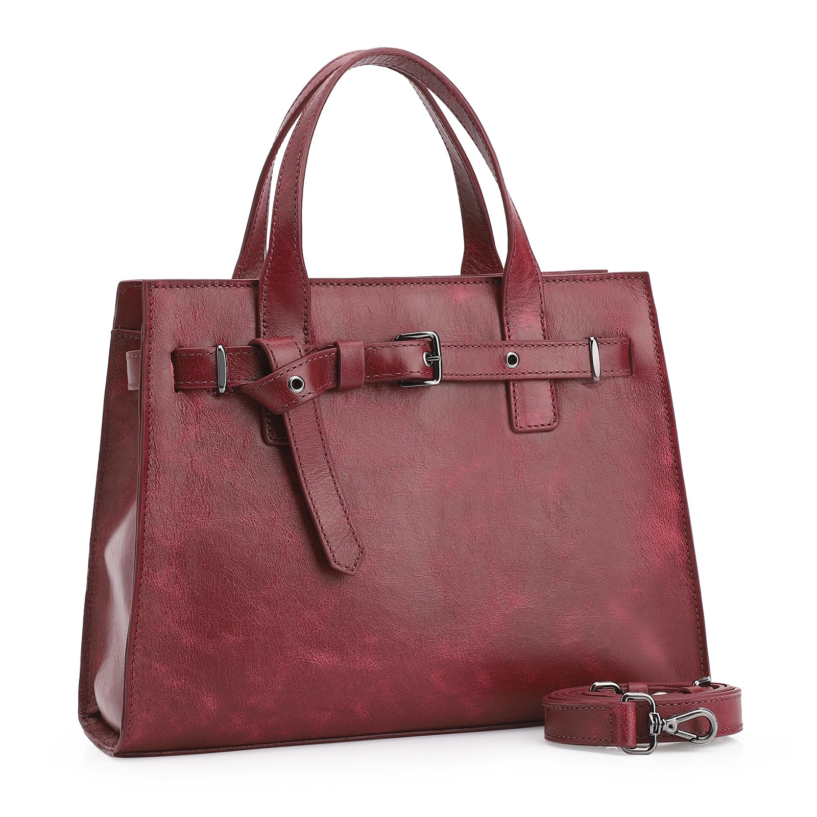 Bolsa Tote Ilhós Couro Estonado Vermelho