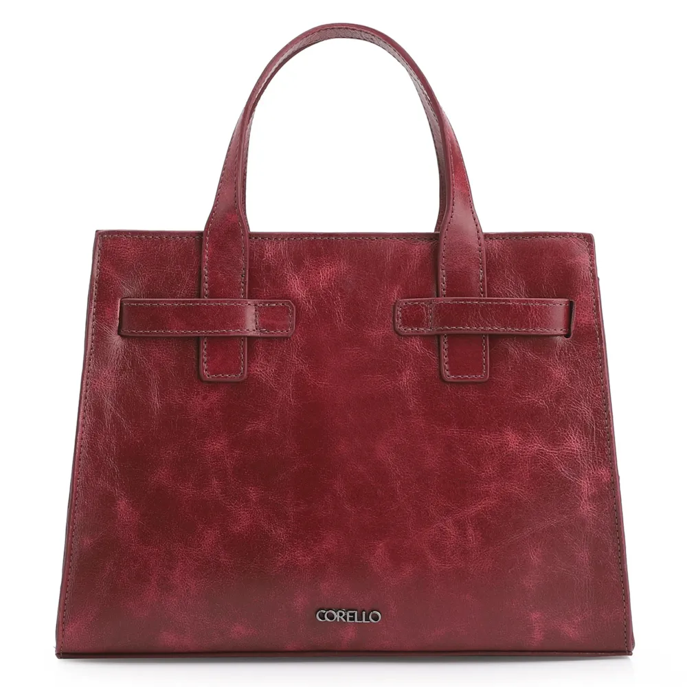 Bolsa Tote Ilhós Couro Estonado Vermelho - imagem 4
