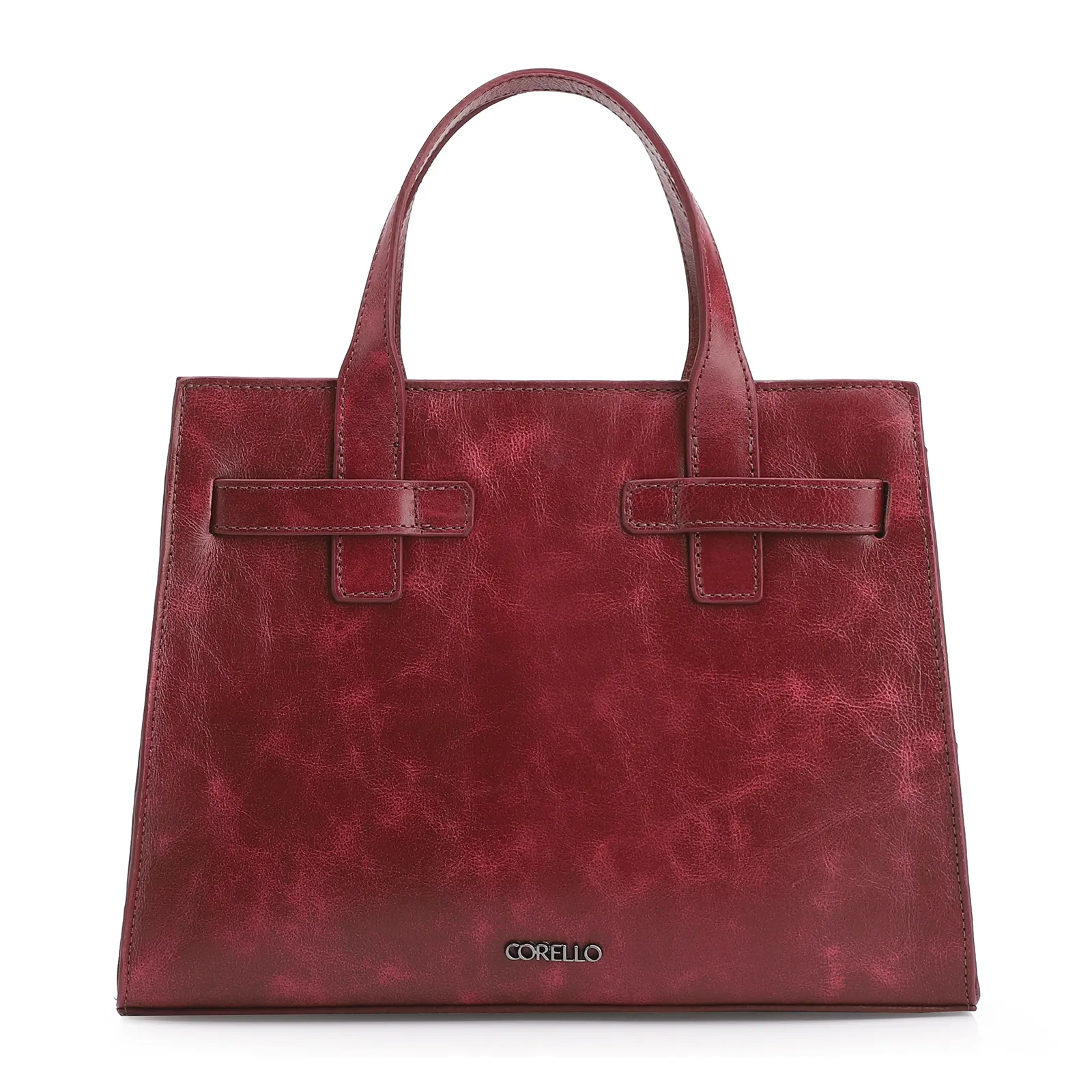 Bolsa Tote Ilhós Couro Estonado Vermelho