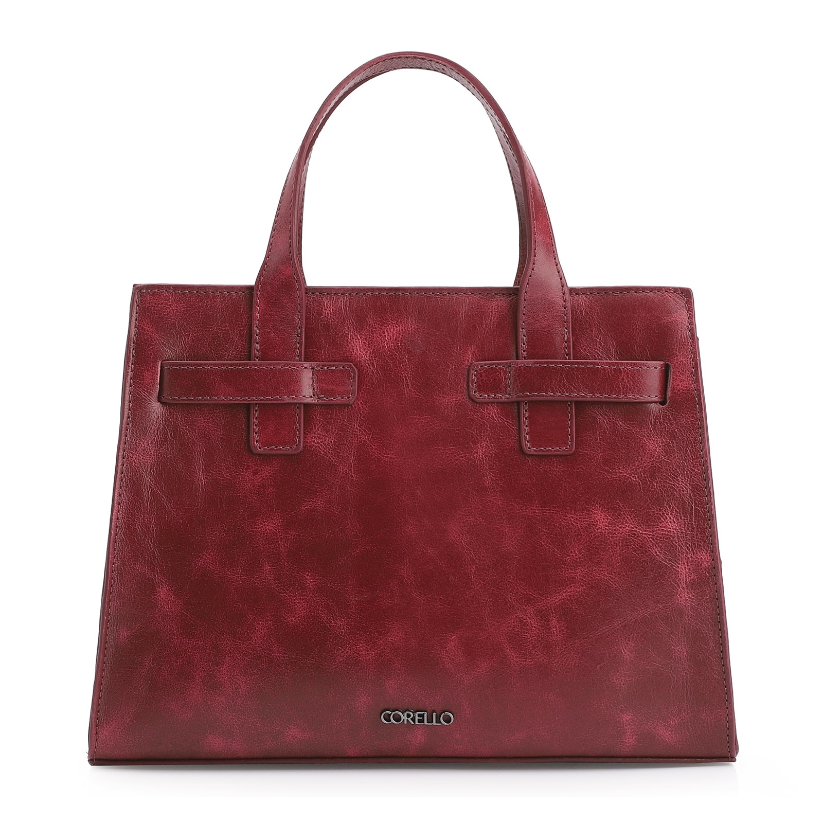 Bolsa Tote Ilhós Couro Estonado Vermelho