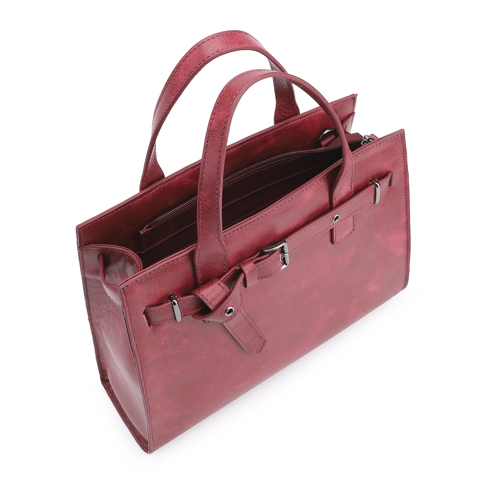 Bolsa Tote Ilhós Couro Estonado Vermelho