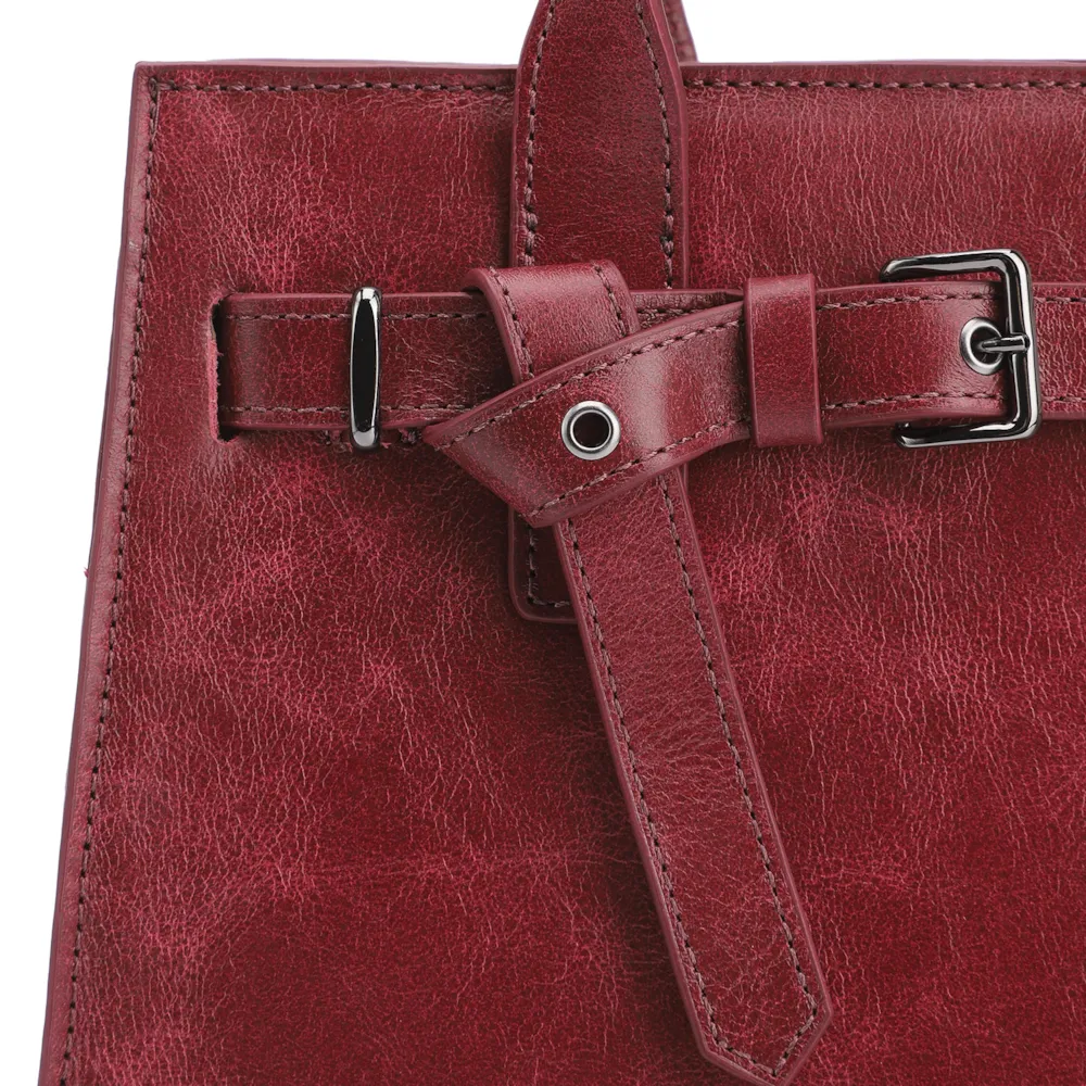 Bolsa Tote Ilhós Couro Estonado Vermelho - imagem 6