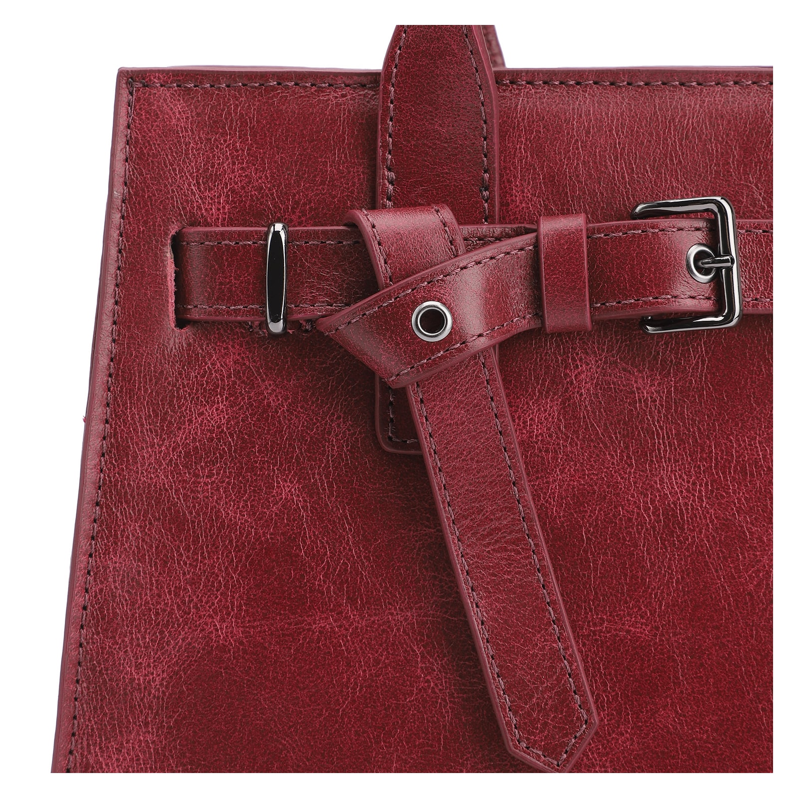 Bolsa Tote Ilhós Couro Estonado Vermelho