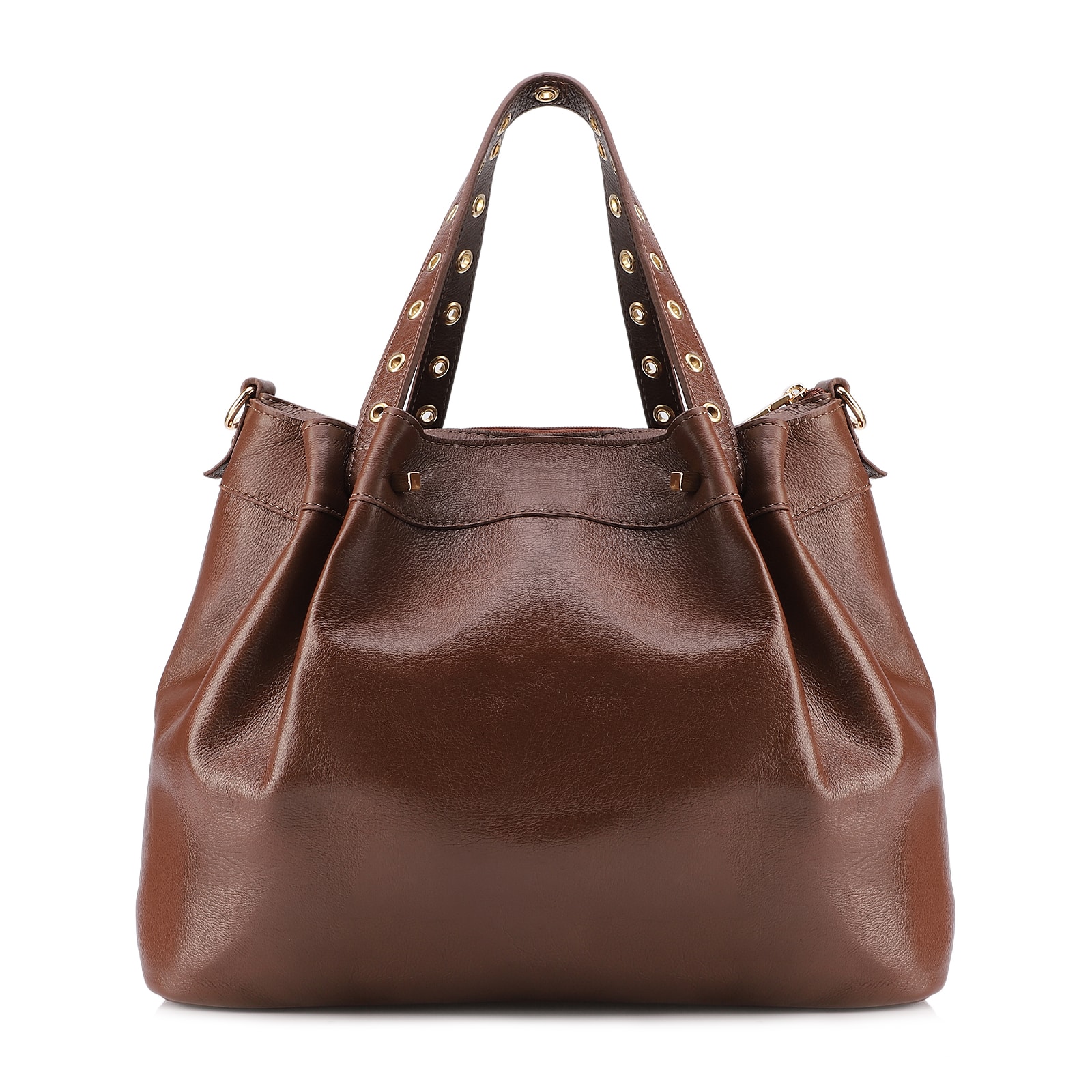 Bolsa Tote Ilhós Couro Marrom