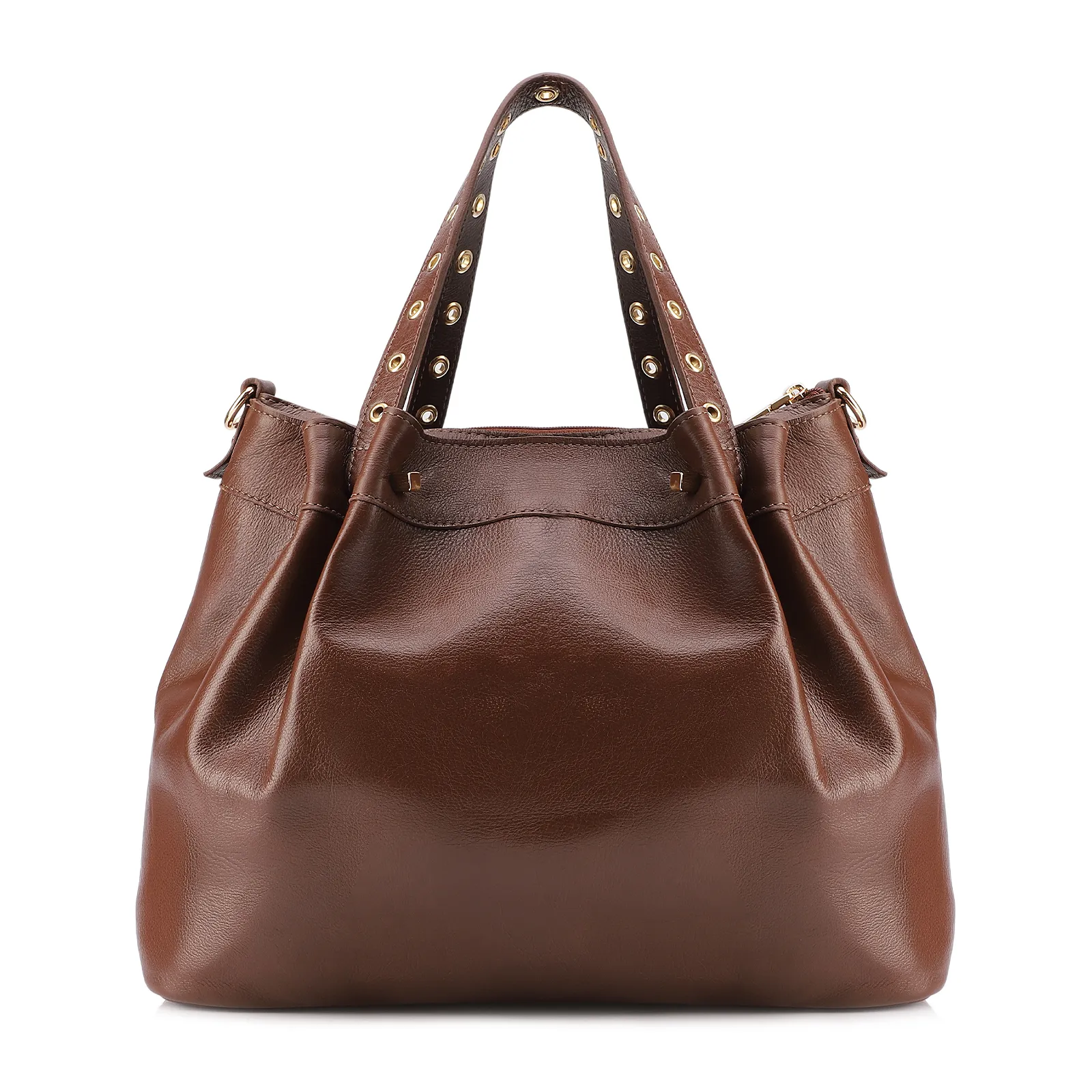 Bolsa Tote Ilhós Couro Marrom