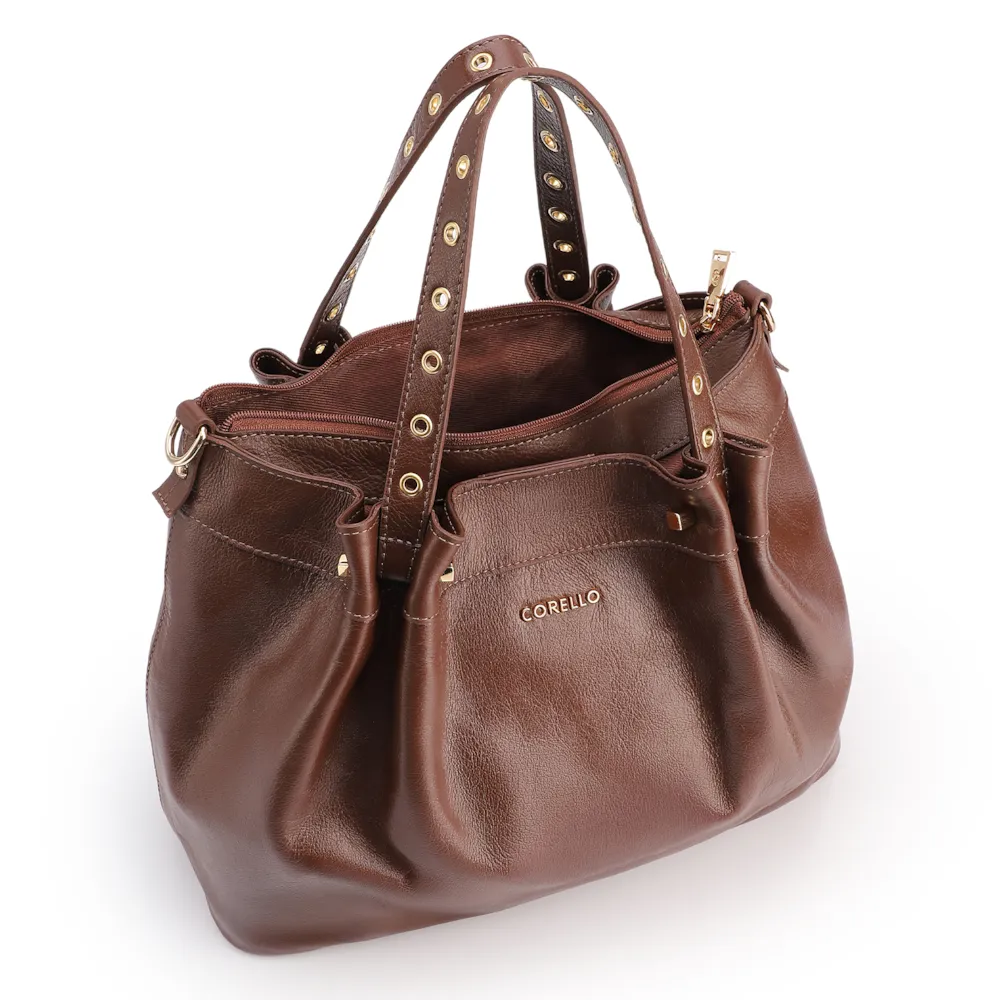 Bolsa Tote Ilhós Couro Marrom - imagem 4