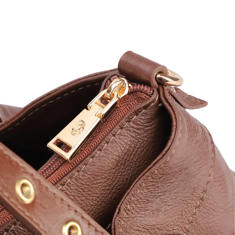 Bolsa Tote Ilhós Couro Marrom - imagem 5
