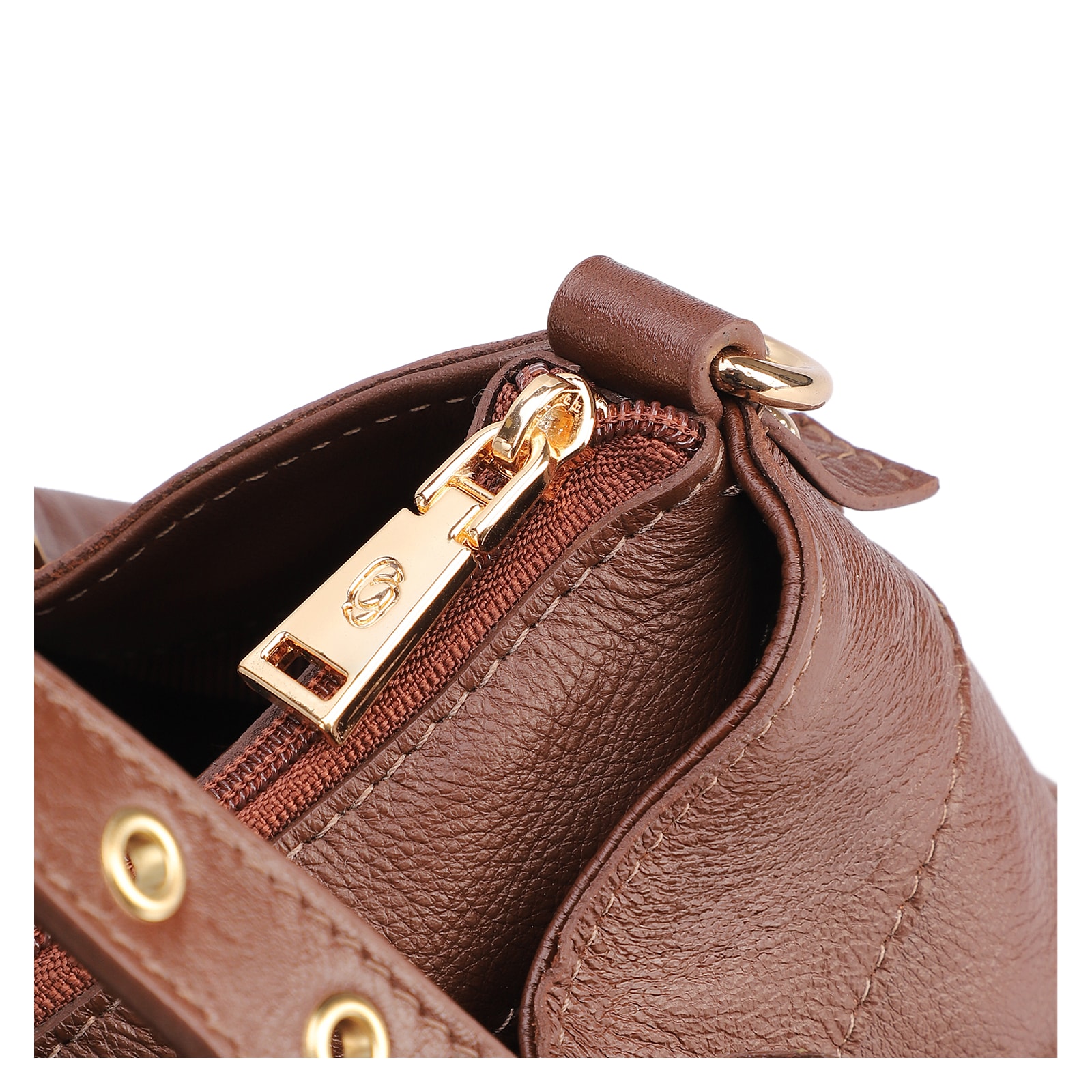 Bolsa Tote Ilhós Couro Marrom