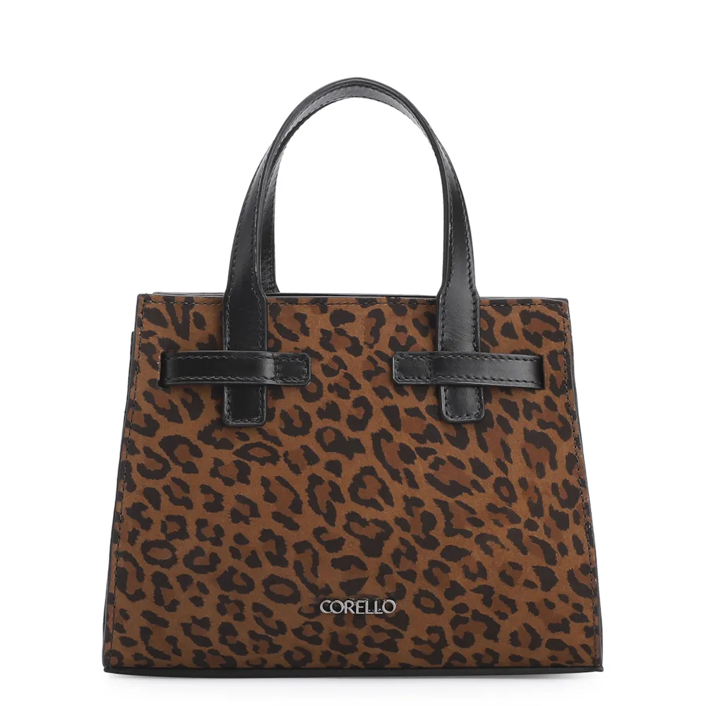 Bolsa Tote Ilhós Couro Nobuck Onça/Couro Preto - imagem 3
