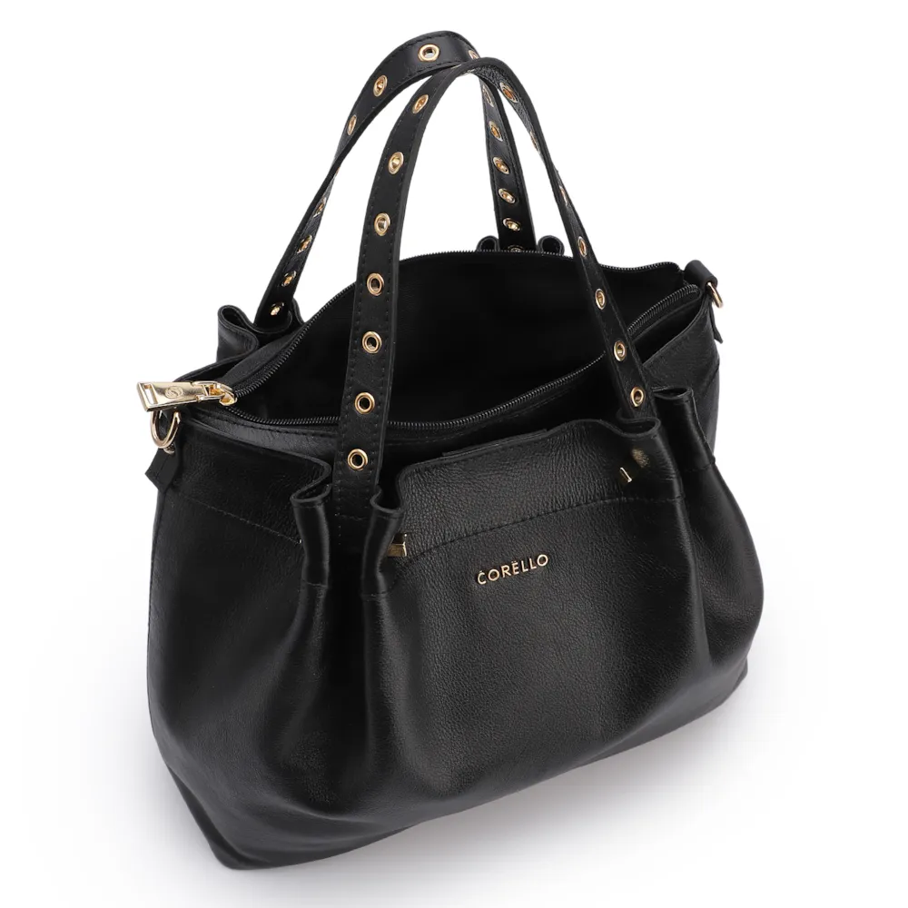 Bolsa Tote Ilhós Couro Preto - imagem 4