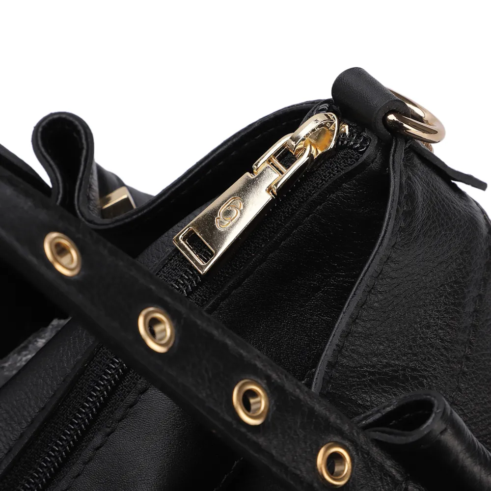 Bolsa Tote Ilhós Couro Preto - imagem 5
