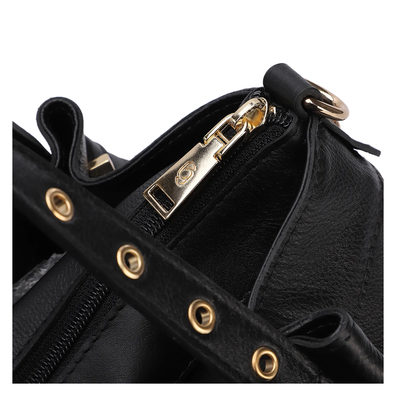 Bolsa Tote Ilhós Couro Preto