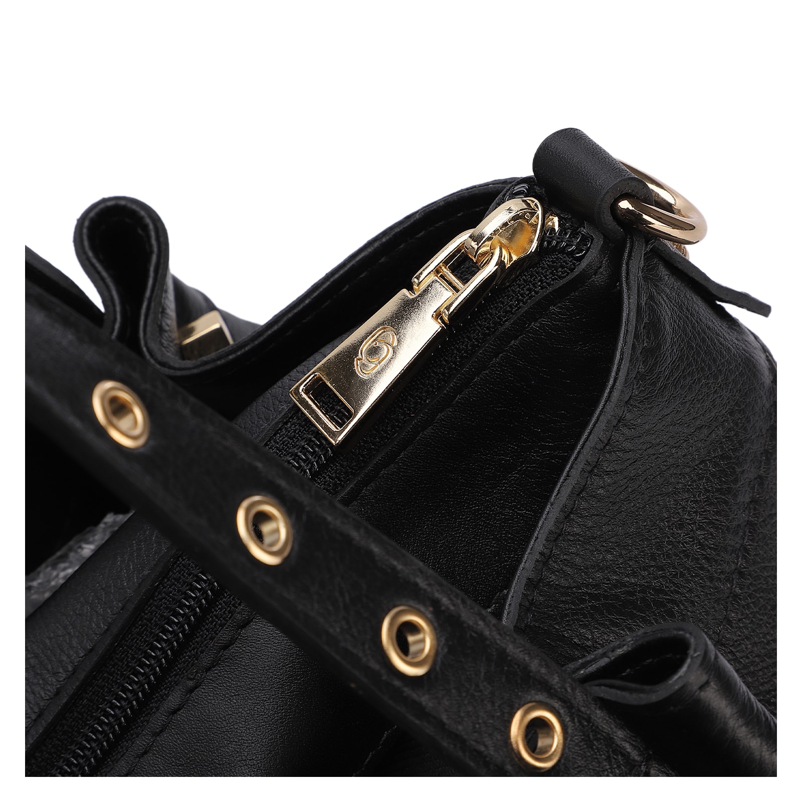 Bolsa Tote Ilhós Couro Preto