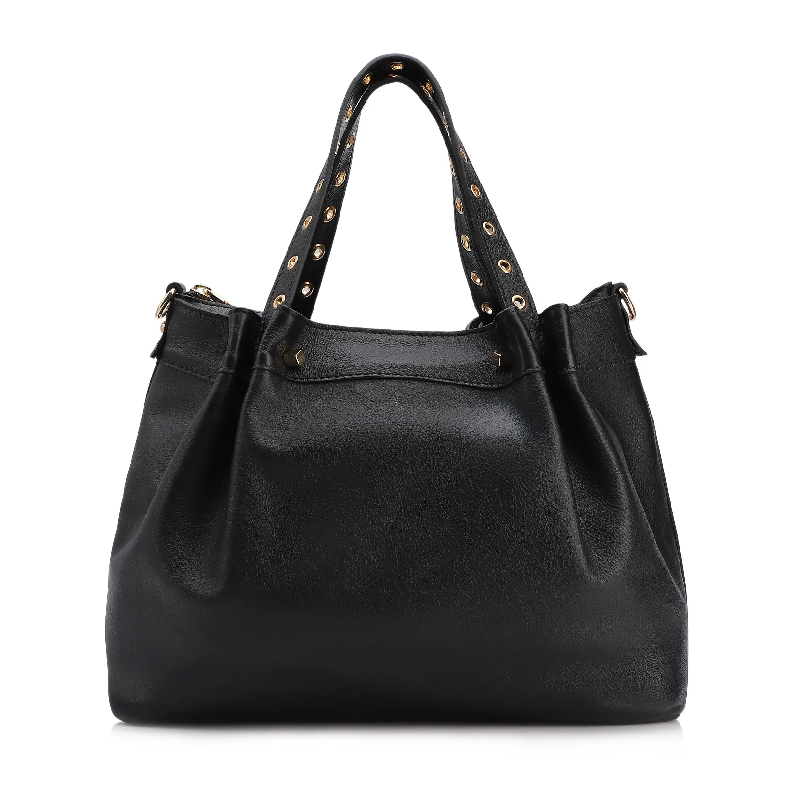 Bolsa Tote Ilhós Couro Preto