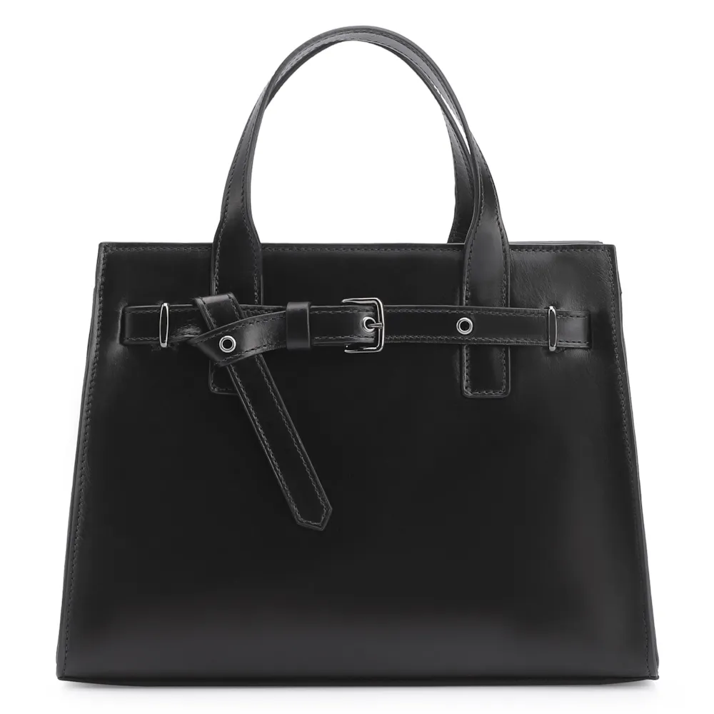 Bolsa Tote Ilhós Couro Preto