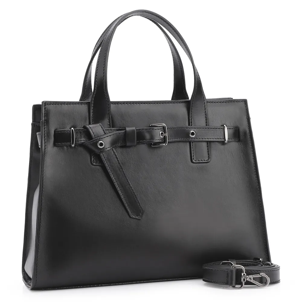 Bolsa Tote Ilhós Couro Preto - imagem 3