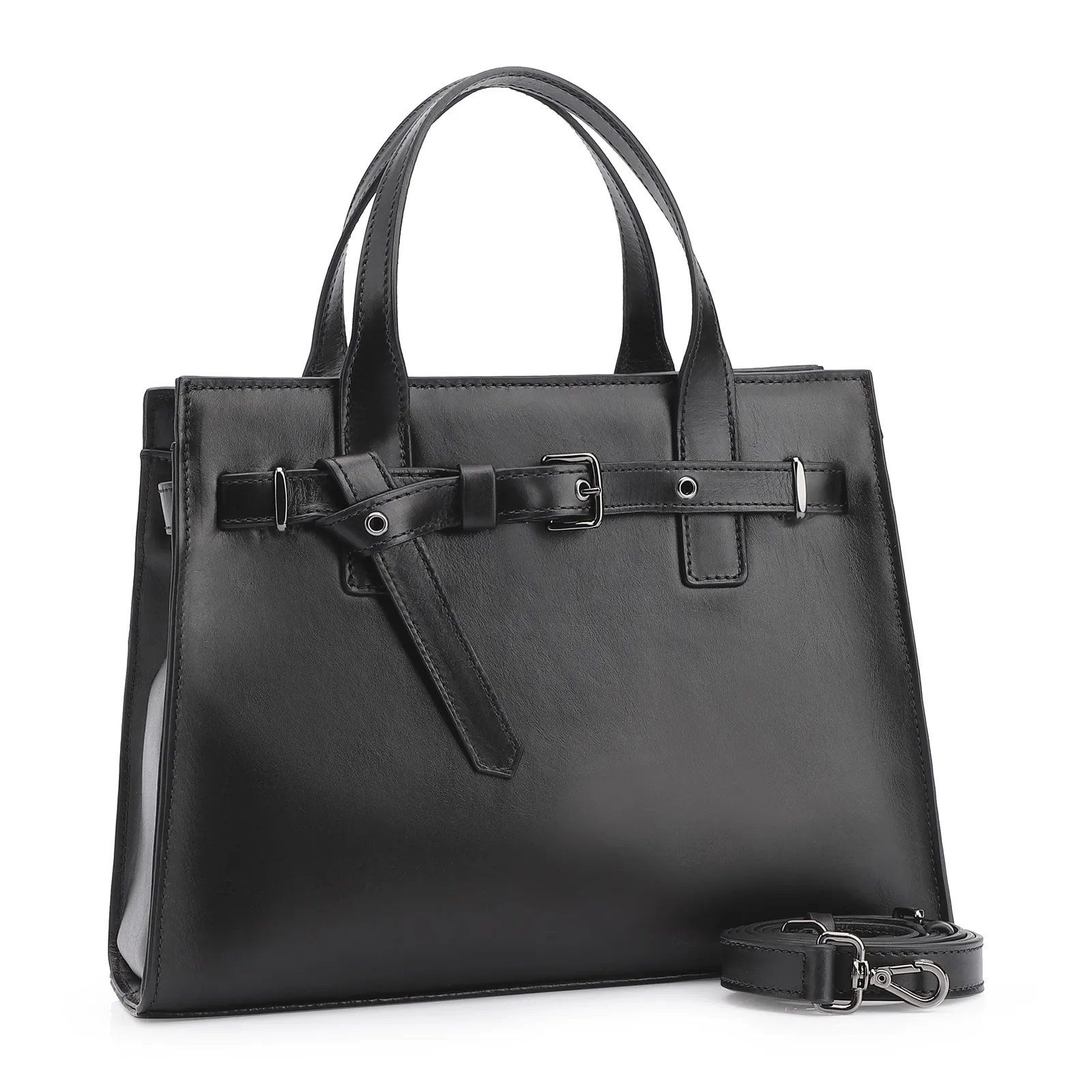 Bolsa Tote Ilhós Couro Preto
