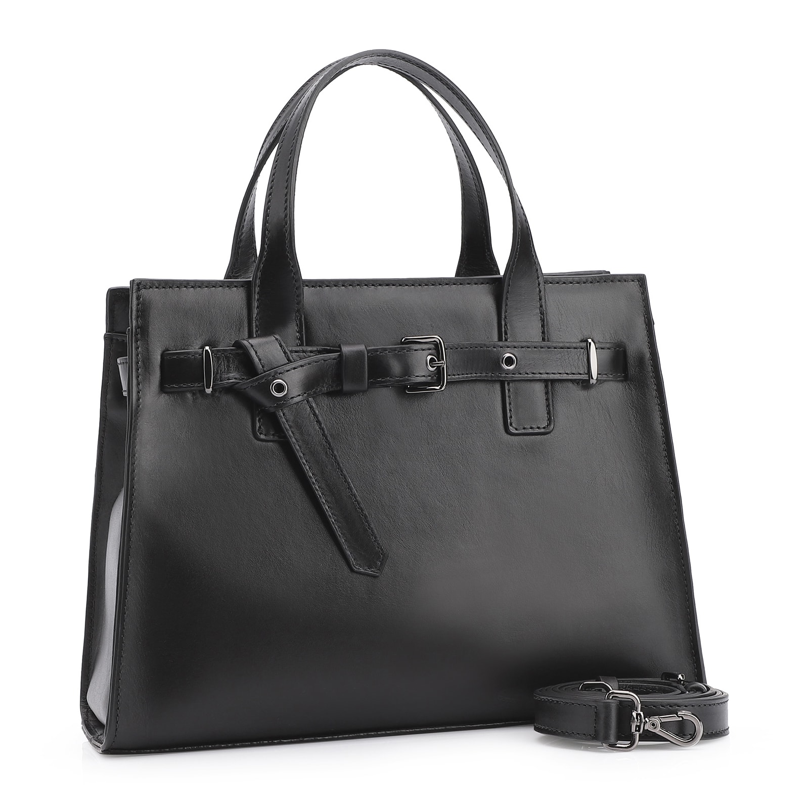 Bolsa Tote Ilhós Couro Preto